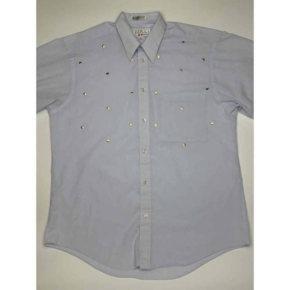 Bosa Couture Men's Dress shirt size 15 1/2 32/33 Single Needle Cotton Blend Blue